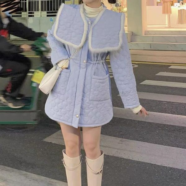 women's down & parkas 2021 women blue elegant sailor collar warm lady pocket cute cotton-padded korean female winter outwears, Black
women's down & parkas 2021 women blue elegant sailor collar warm lady pocket cute cotton-padded korean female winter outwears, Black