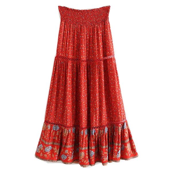 2021 new bohemian spliced hollow out hole lace floral midi long skirt red holiday women elastic high waist swing skirts beach
2021 new bohemian spliced hollow out hole lace floral midi long skirt red holiday women elastic high waist swing skirts beach