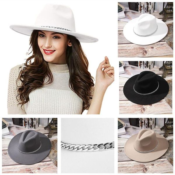berets women woolen fedora hat men winter jazz cowboy with chain ladies black light panama, Blue;gray
berets women woolen fedora hat men winter jazz cowboy with chain ladies black light panama, Blue;gray
