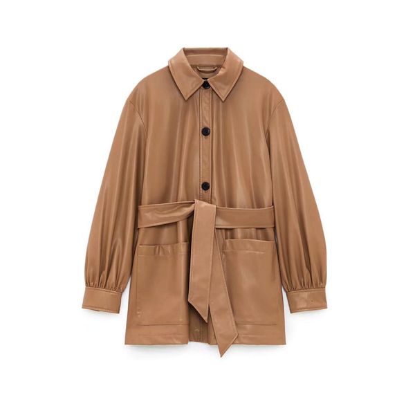 2021 new women spring autumn khaki faux leather jackets with belt basic turn-down collar fashion coat w3a5, Black;brown
2021 new women spring autumn khaki faux leather jackets with belt basic turn-down collar fashion coat w3a5, Black;brown