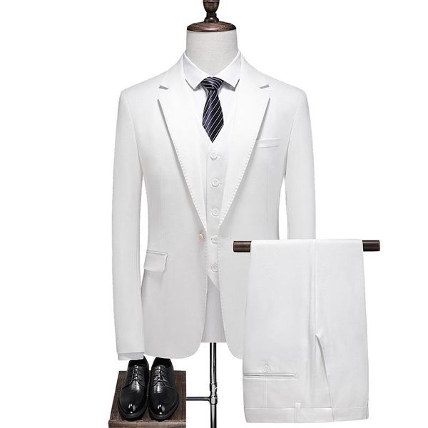 men's suits & blazers four seasons handsome suit three sets of solid color (jacket + vest trousers) fashion business leisure office men, White;black
men's suits & blazers four seasons handsome suit three sets of solid color (jacket + vest trousers) fashion business leisure office men, White;black