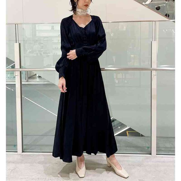 casual dresses japanese temperament women robes 2022 autumn vestidos v neck long sleeve simple solid button slim waist izwc, Black;gray
casual dresses japanese temperament women robes 2022 autumn vestidos v neck long sleeve simple solid button slim waist izwc, Black;gray