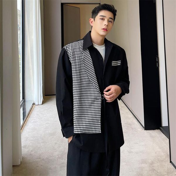 men's casual shirts fake two-piece shirt autumn advanced sense contrast color lattice splicing coat korean hairdresser youth long sleev, White;black
men's casual shirts fake two-piece shirt autumn advanced sense contrast color lattice splicing coat korean hairdresser youth long sleev, White;black