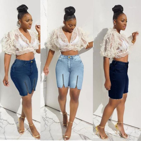 women's jeans fashion zipper design women shorts summer arrived lady solid high waist skinny split girls denim trousers, Blue
women's jeans fashion zipper design women shorts summer arrived lady solid high waist skinny split girls denim trousers, Blue