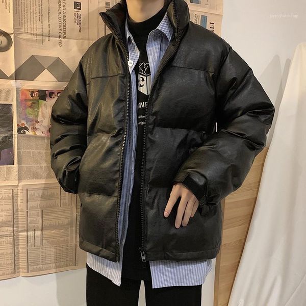 men's down & parkas hong kong style thick padded jacket trendy brand stand-up collar pu leather short boys loose bread cl, Black
men's down & parkas hong kong style thick padded jacket trendy brand stand-up collar pu leather short boys loose bread cl, Black