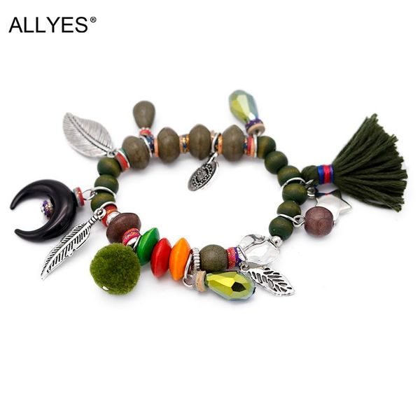 charm bracelets allyes green wooden beads for women jewelry bohemian vintage wool ball alloy leaves charms bracelet femme, Golden;silver
charm bracelets allyes green wooden beads for women jewelry bohemian vintage wool ball alloy leaves charms bracelet femme, Golden;silver