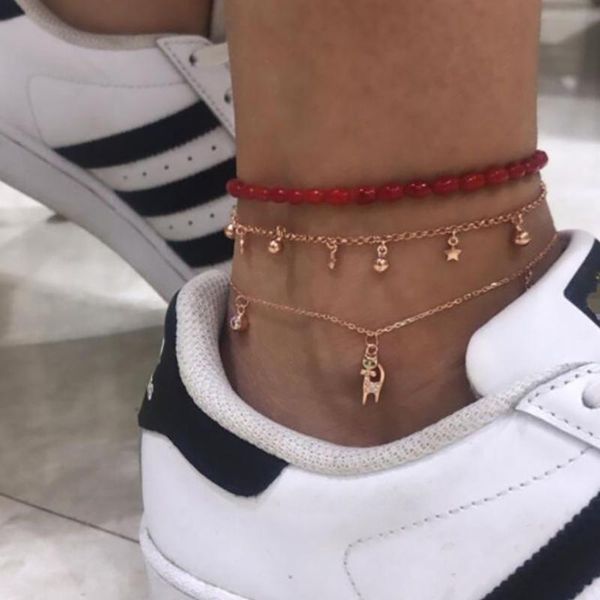 anklets vintage antique gold color anklet women 3 layers stars cat red beads bracelet charm bohemian ankle boho foot jewelry, Red;blue
anklets vintage antique gold color anklet women 3 layers stars cat red beads bracelet charm bohemian ankle boho foot jewelry, Red;blue