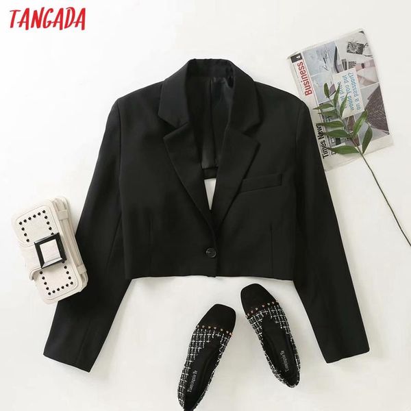 women's suits & blazers tangada women black backless crop blazer coat vintage notched collar pocket 2021 fashion female casual chic 2j, White;black
women's suits & blazers tangada women black backless crop blazer coat vintage notched collar pocket 2021 fashion female casual chic 2j, White;black