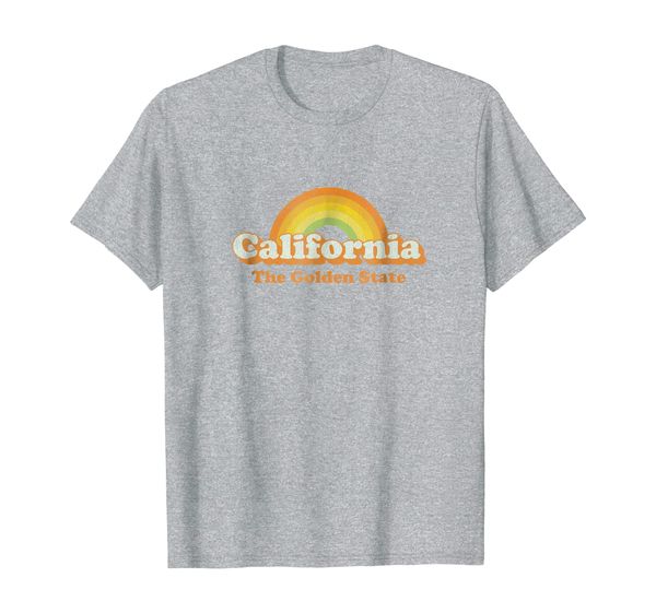retro california t shirt vintage 70s rainbow tee design, White;black 
retro california t shirt vintage 70s rainbow tee design, White;black