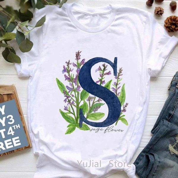 s is sage graphic womens print tshirts clothes vogue floral alphabet letter t shirt femme harajuku streetwear, White
s is sage graphic womens print tshirts clothes vogue floral alphabet letter t shirt femme harajuku streetwear, White