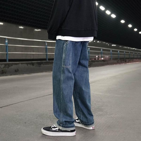 men's jeans mopping work clothes straight pants loose casual spring and autumn streetwear tidal current fashion, Blue
men's jeans mopping work clothes straight pants loose casual spring and autumn streetwear tidal current fashion, Blue