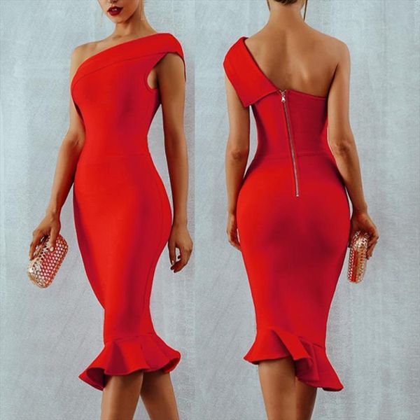 elegant solid color women dress sleeveless one shoulder fish tail hem bodycon midi slim female vestido, Black;gray
elegant solid color women dress sleeveless one shoulder fish tail hem bodycon midi slim female vestido, Black;gray