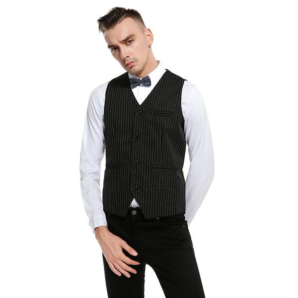 men's vests handsome business suit vest striped single-breasted european wedding waistcoat weste mj201, Black;white
men's vests handsome business suit vest striped single-breasted european wedding waistcoat weste mj201, Black;white