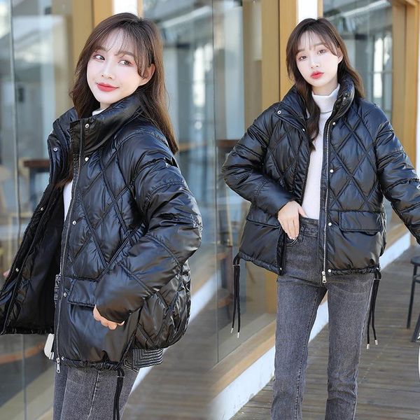 women's down & parkas 2021 winter wash bright leather bread clothes female student korean cotton padded jacket loose short w, Black
women's down & parkas 2021 winter wash bright leather bread clothes female student korean cotton padded jacket loose short w, Black