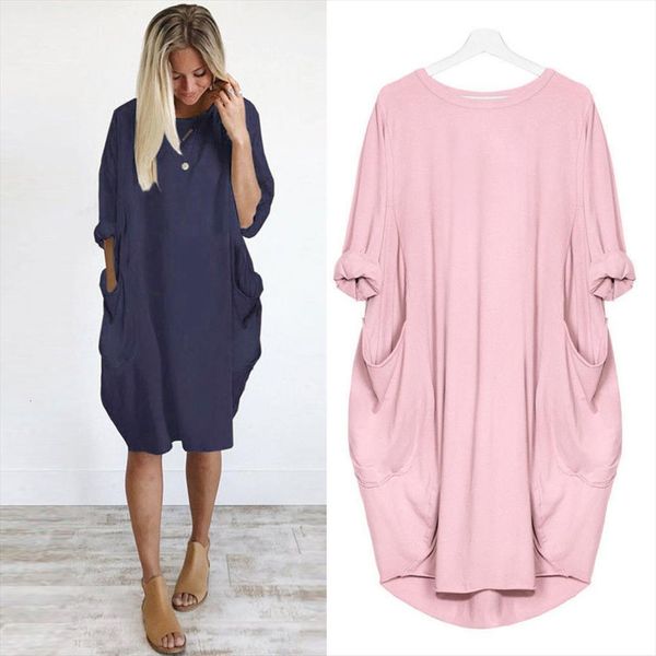 pocket loose summer solid color womens dresses crew neck casual long plus size oversized comfty vacation, Black;gray
pocket loose summer solid color womens dresses crew neck casual long plus size oversized comfty vacation, Black;gray