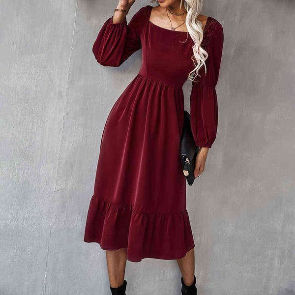 women solid lantern sleeve square collar midi dress spring fashion female casual party dress elegant autumn office commute dress y1204, Black;gray
women solid lantern sleeve square collar midi dress spring fashion female casual party dress elegant autumn office commute dress y1204, Black;gray
