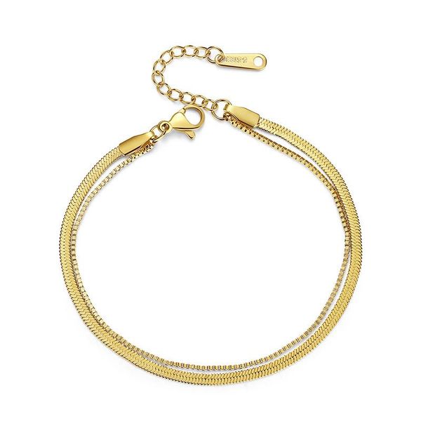 link, chain ramos trendy simple double layer snake stainless steel women bracelets no fade gold color elegant female bracelet jewelry, Black
link, chain ramos trendy simple double layer snake stainless steel women bracelets no fade gold color elegant female bracelet jewelry, Black