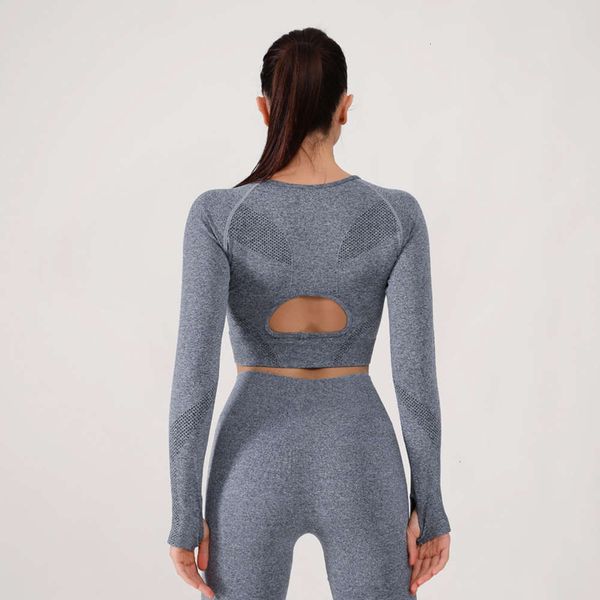 2021new large sports long sleeve t-shirt women's running fitness seamless yoga suit tight back, Gray
2021new large sports long sleeve t-shirt women's running fitness seamless yoga suit tight back, Gray