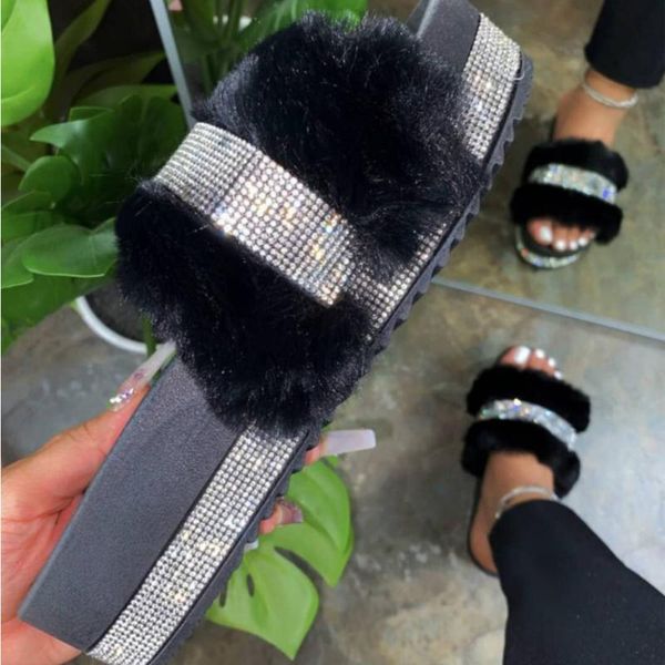 slippers 2021 summer woman faux fur slides rhinestone furry pink shoes fluffy sliders plush, Black
slippers 2021 summer woman faux fur slides rhinestone furry pink shoes fluffy sliders plush, Black