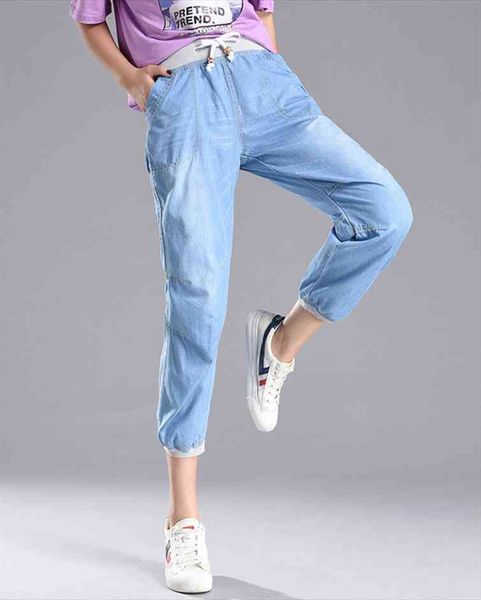 trousers summer haren pants easy women jean korean edition elastic waist casual plus size 4xl, Blue
trousers summer haren pants easy women jean korean edition elastic waist casual plus size 4xl, Blue