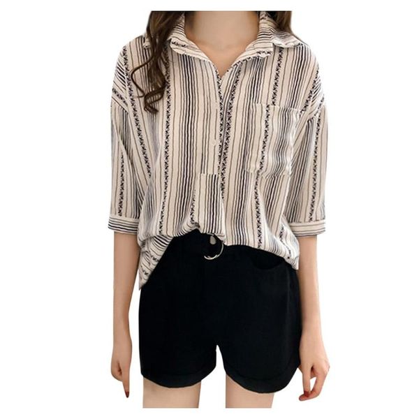 vintage stripes print women blouse lapel shirt loose single-breasted three quarter sleeve blouse fashion casual, White
vintage stripes print women blouse lapel shirt loose single-breasted three quarter sleeve blouse fashion casual, White