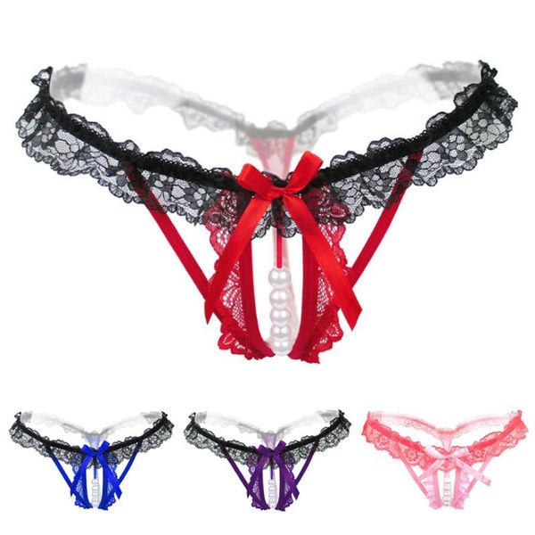 women's panties 1pc lace women thongs crotchless and g strings pearls tangas female erotic lingerie bragas size, Black;pink
women's panties 1pc lace women thongs crotchless and g strings pearls tangas female erotic lingerie bragas size, Black;pink