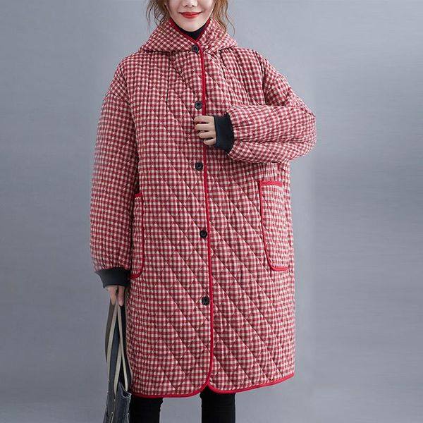 women's down & parkas johnature women casual plaid hooded 2021 winter warm korean style coats pockets thicken female coat, Black
women's down & parkas johnature women casual plaid hooded 2021 winter warm korean style coats pockets thicken female coat, Black