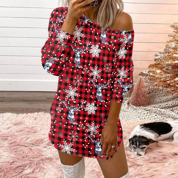 casual dresses merry christmas plaid women sweatshirt dress off-shoulder snowflake prints long sleeves mini winter hoodie, Black;gray
casual dresses merry christmas plaid women sweatshirt dress off-shoulder snowflake prints long sleeves mini winter hoodie, Black;gray
