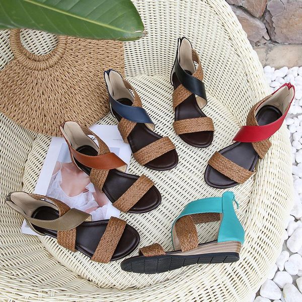 national wind sandals women's shoes boho braided wedge heel retro roman wedges for women, Black
national wind sandals women's shoes boho braided wedge heel retro roman wedges for women, Black