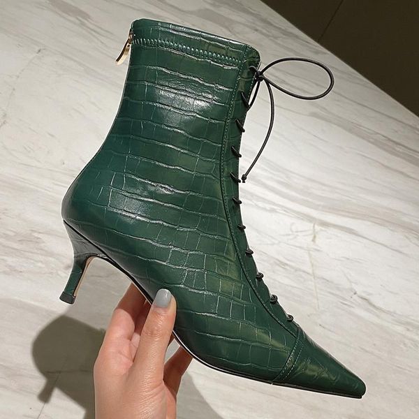 boots cross tied pointed toe stone pattern handmade genuine leather women thin high heels zipper ankle shoes mujer botas, Black
boots cross tied pointed toe stone pattern handmade genuine leather women thin high heels zipper ankle shoes mujer botas, Black