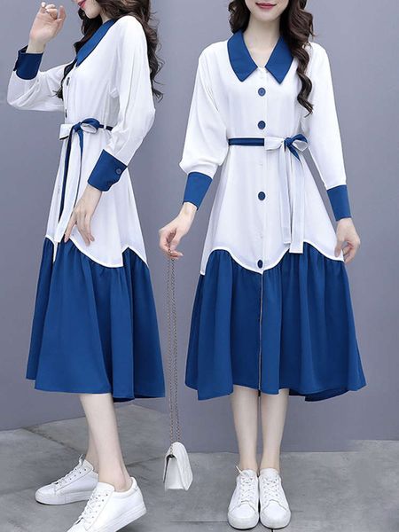 contrast stitching dress 2021 spring and autumn new temperament goddess fanfa style slim fairy super xiansen long skirt, Black;gray
contrast stitching dress 2021 spring and autumn new temperament goddess fanfa style slim fairy super xiansen long skirt, Black;gray