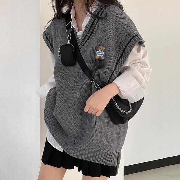 women's vests seasons cute embroidery preppy style sweater vest fashion knitwear tank women casual loose vintage jumper autumn assw8206, Black;white
women's vests seasons cute embroidery preppy style sweater vest fashion knitwear tank women casual loose vintage jumper autumn assw8206, Black;white