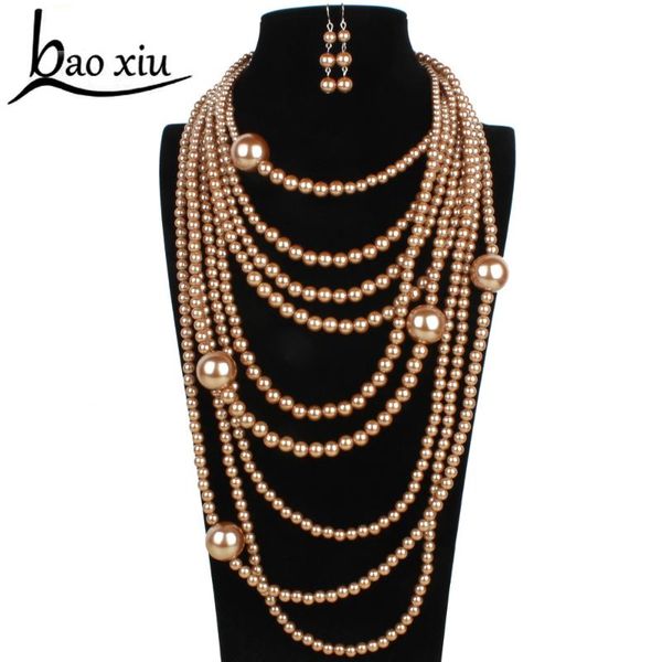 pendant necklaces exaggerated pearl beaded super long necklace women statement choker body jewelry gold shoulder chain earrings collar set, Silver
pendant necklaces exaggerated pearl beaded super long necklace women statement choker body jewelry gold shoulder chain earrings collar set, Silver