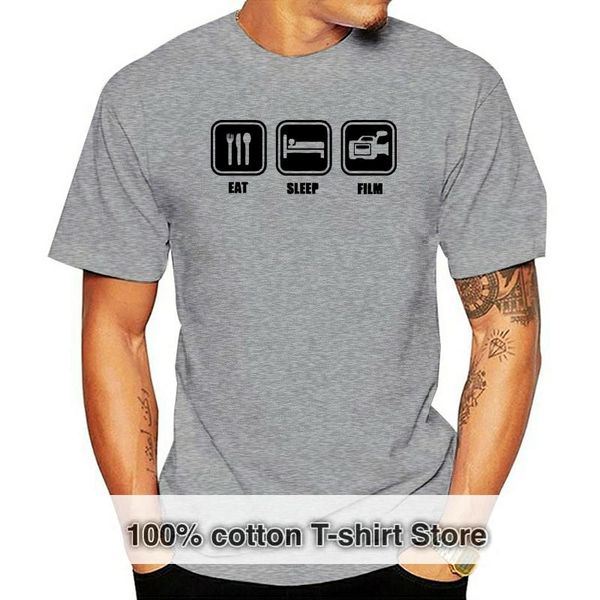 men's t-shirts brand clothing eat sleep film tv camera man director funny t shirt tshirt men cotton short sleeve t-shirt camiseta, White;black