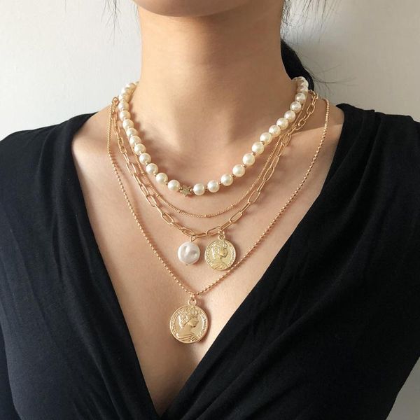 pendant necklaces 2021 fashion multi-layer baroque irregular pearl chain choker necklace for women gold color coin chunky jewelry, Silver
pendant necklaces 2021 fashion multi-layer baroque irregular pearl chain choker necklace for women gold color coin chunky jewelry, Silver