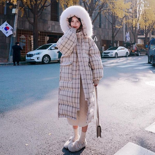 women's down & parkas plaid cotton coat 2021 winter fashion korean loose white duck belowhe knee plus long hooded thick jacket, Black
women's down & parkas plaid cotton coat 2021 winter fashion korean loose white duck belowhe knee plus long hooded thick jacket, Black