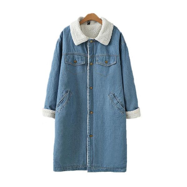 women's trench coats loose plus size 5xl jeans jacket women large coat windbreaker long winter lamb fur denim park for, Tan;black
women's trench coats loose plus size 5xl jeans jacket women large coat windbreaker long winter lamb fur denim park for, Tan;black