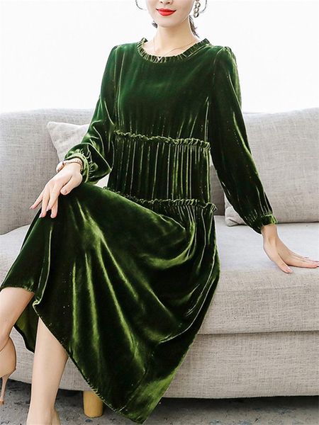 casual dresses gold velvet dress ladies spring autumn 2021 fashion simple loose temperament pleated round neck long sleeve robe y796, Black;gray
casual dresses gold velvet dress ladies spring autumn 2021 fashion simple loose temperament pleated round neck long sleeve robe y796, Black;gray