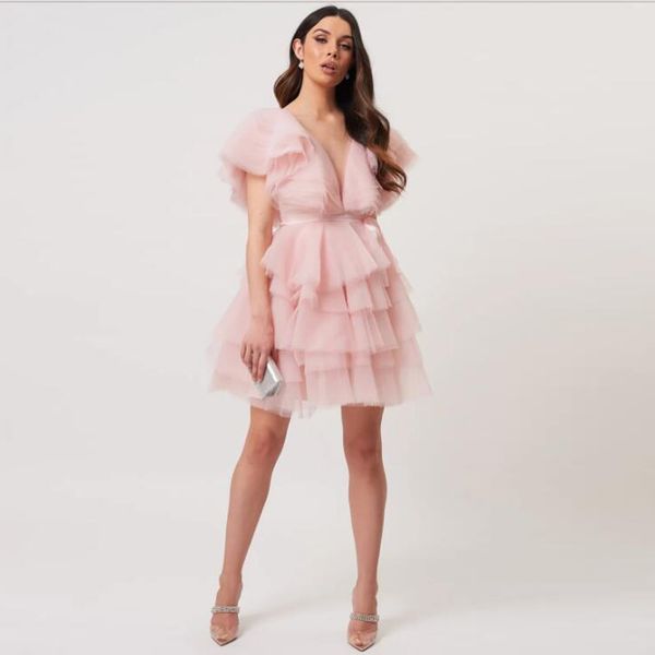 blush pink tulle short prom dresses chic tiered ruffles mini cocktail dress for girls homecoming gowns custom made, Black
blush pink tulle short prom dresses chic tiered ruffles mini cocktail dress for girls homecoming gowns custom made, Black