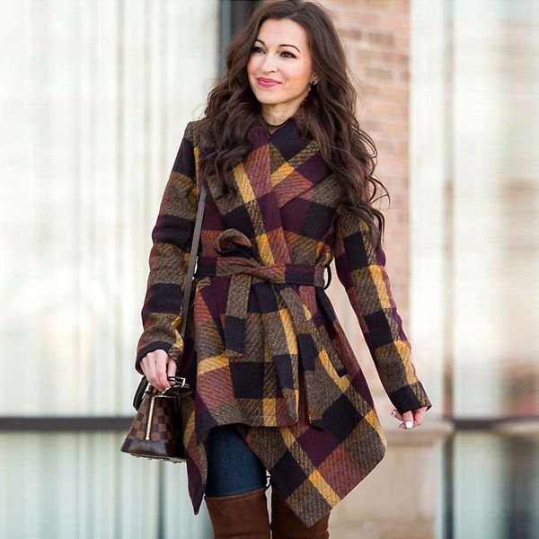 2021 fashion plaid wool irregular scarf collar thicken warm bandage woolen coat for women new casual streetwear iyz5, Black
2021 fashion plaid wool irregular scarf collar thicken warm bandage woolen coat for women new casual streetwear iyz5, Black