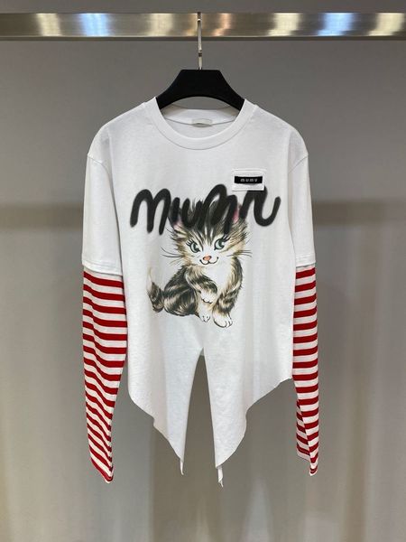 2121 spring and autumn new women's dress girl stripe sleeve stitching love cat printing fake two irregular long sleeves t0, White
2121 spring and autumn new women's dress girl stripe sleeve stitching love cat printing fake two irregular long sleeves t0, White