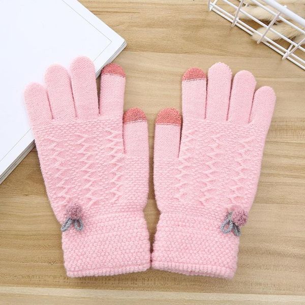 five fingers gloves winter women touch screen pompom thermal full finger knitted mittens, Blue;gray
five fingers gloves winter women touch screen pompom thermal full finger knitted mittens, Blue;gray