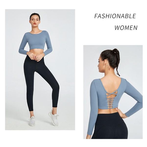 yoga outfits women backless long sleeve crop sport wear for woman gym solid fitness shirt cross back, White;red
yoga outfits women backless long sleeve crop sport wear for woman gym solid fitness shirt cross back, White;red