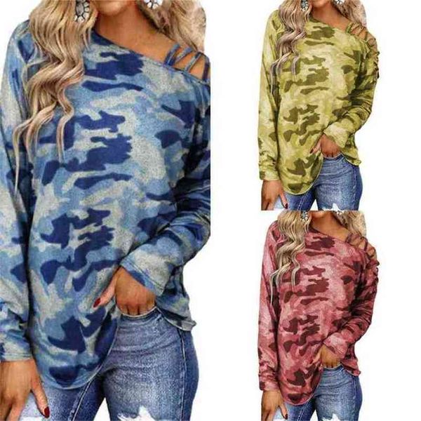 women long sleeve t shirt loose pullover hoodie camouflage camo color shoulder off sweat shirt sportswear long sleeve autumn sweater outfit, White
women long sleeve t shirt loose pullover hoodie camouflage camo color shoulder off sweat shirt sportswear long sleeve autumn sweater outfit, White