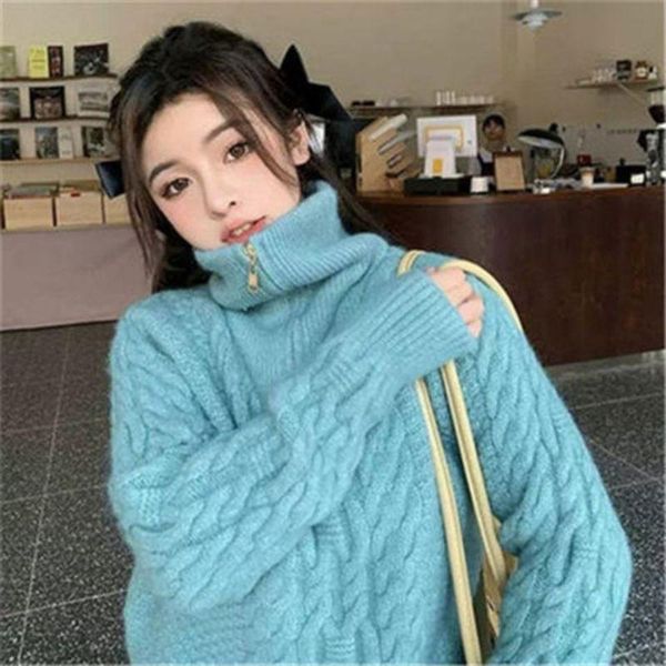 women's sweaters zipper turtleneck sweater women 2021 spring autumn outerwear loose korean fashion wild solid casual warm bottoming shi, White;black
women's sweaters zipper turtleneck sweater women 2021 spring autumn outerwear loose korean fashion wild solid casual warm bottoming shi, White;black