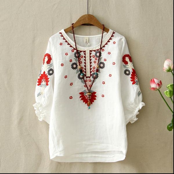 ethnic vintage white floral embroidered blouses for women loose half lantern sleeve shirt women cotton linen casual blusas
ethnic vintage white floral embroidered blouses for women loose half lantern sleeve shirt women cotton linen casual blusas