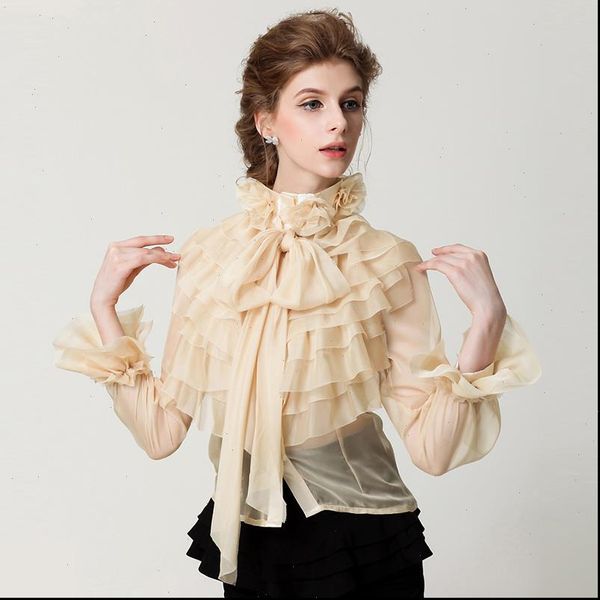 new style womens retro palace collar lace blouses cascading ruffle shirt, long sleeve womens wear transparen, White
new style womens retro palace collar lace blouses cascading ruffle shirt, long sleeve womens wear transparen, White