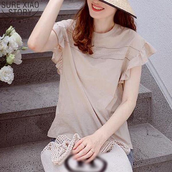 women's blouses & shirts cotton blouse women shirt korean 2021 summer short sleeve sweet ruffled fashion round collar clothes blusas, White
women's blouses & shirts cotton blouse women shirt korean 2021 summer short sleeve sweet ruffled fashion round collar clothes blusas, White