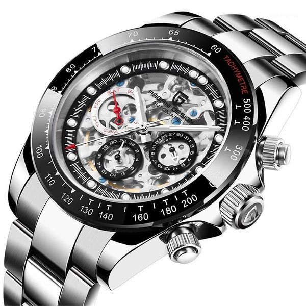 skeleton automatic mechanical watch men fashion business stainless steel sports luxury waterproof clock wristwatches, Slivery;brown
skeleton automatic mechanical watch men fashion business stainless steel sports luxury waterproof clock wristwatches, Slivery;brown