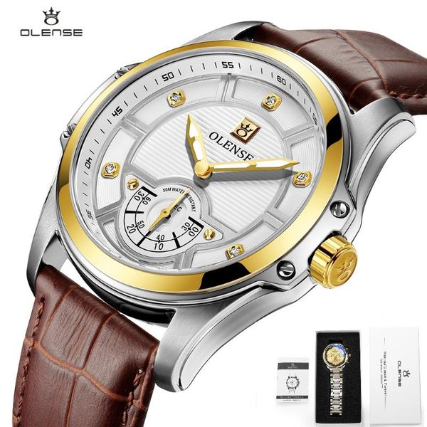 wristwatches olense watches men sapphire crystal japanese quartz watch man genuine leather strap mens waterproof gq8009, Slivery;brown
wristwatches olense watches men sapphire crystal japanese quartz watch man genuine leather strap mens waterproof gq8009, Slivery;brown